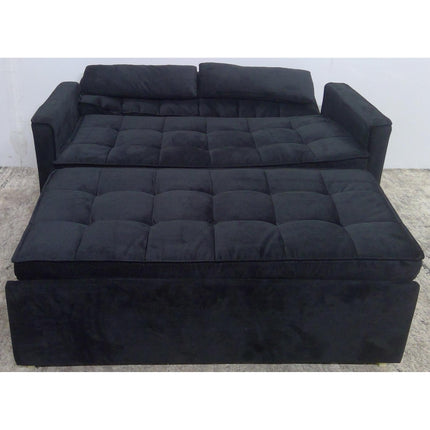 3-in-1 Black Convertible Loveseat Chaise Full Bed