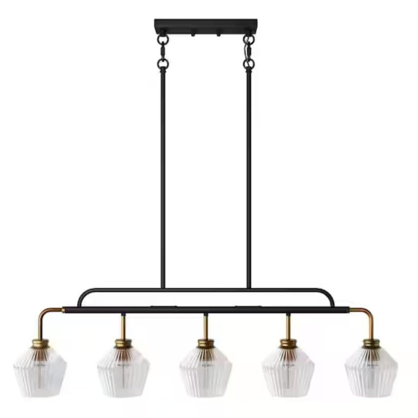 Modern 5-Light Linear Chandelier with Clear Glass Shades