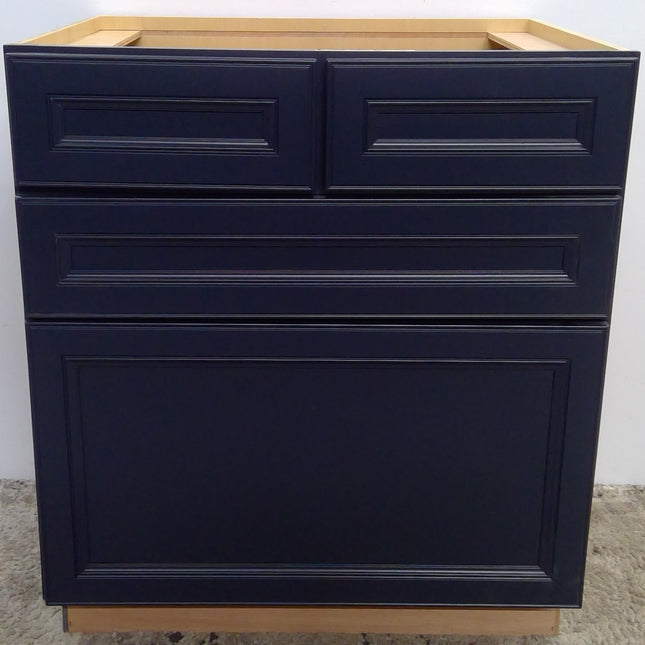 30" Blue 4-Drawer Plywood Base Cabinet