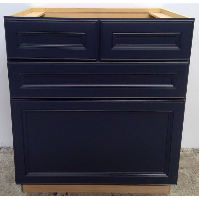 30" Blue 4-Drawer Plywood Base Cabinet