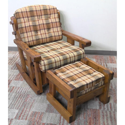 Rustic Armchair with Ottoman
