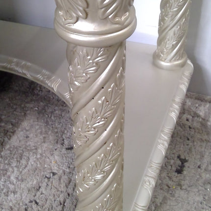 Ornate Silver Bedroom Vanity with Mirror