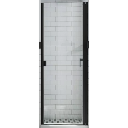 Matte Black 34-in W x 66-in H Semi-frameless Clear Glass Hinged Shower Door