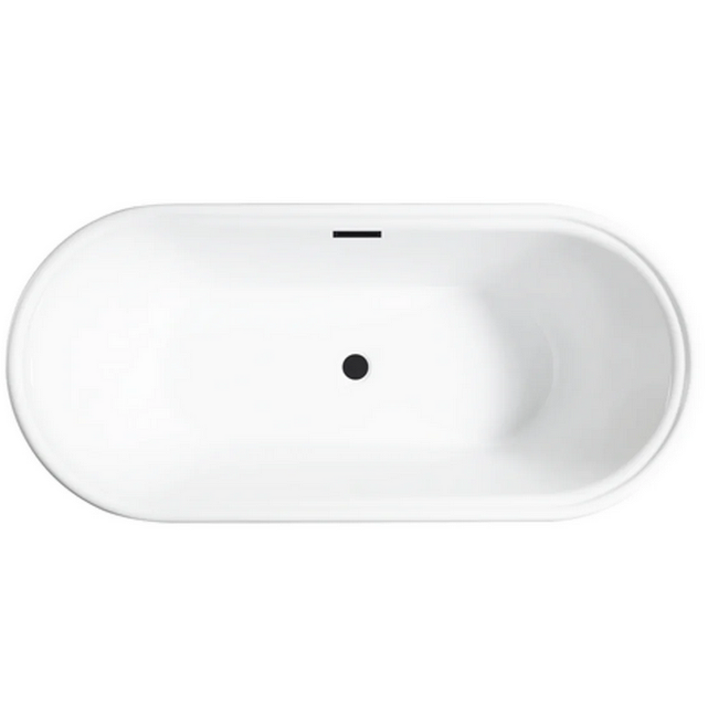Vanity Art 59-Inch Freestanding Acrylic Soaking Tub with Slotted Overflow and Pop-Up Drain
