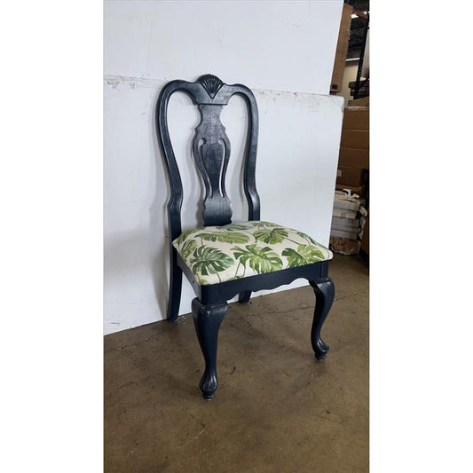 Navy Blue Flower Print Dining Chair