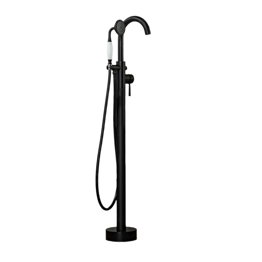Matte Black Floor-Mounted Freestanding Tub Faucet