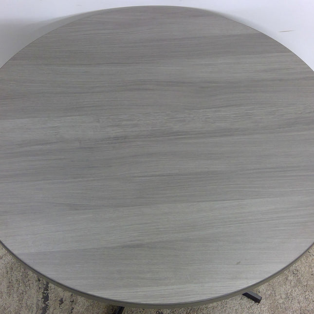 35.5" Round Table with Gray Top and Black Metal Base