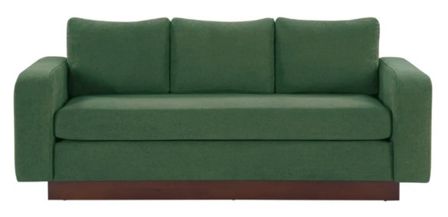 Modern Green Three Seat Sofa with Rubberwood Legs