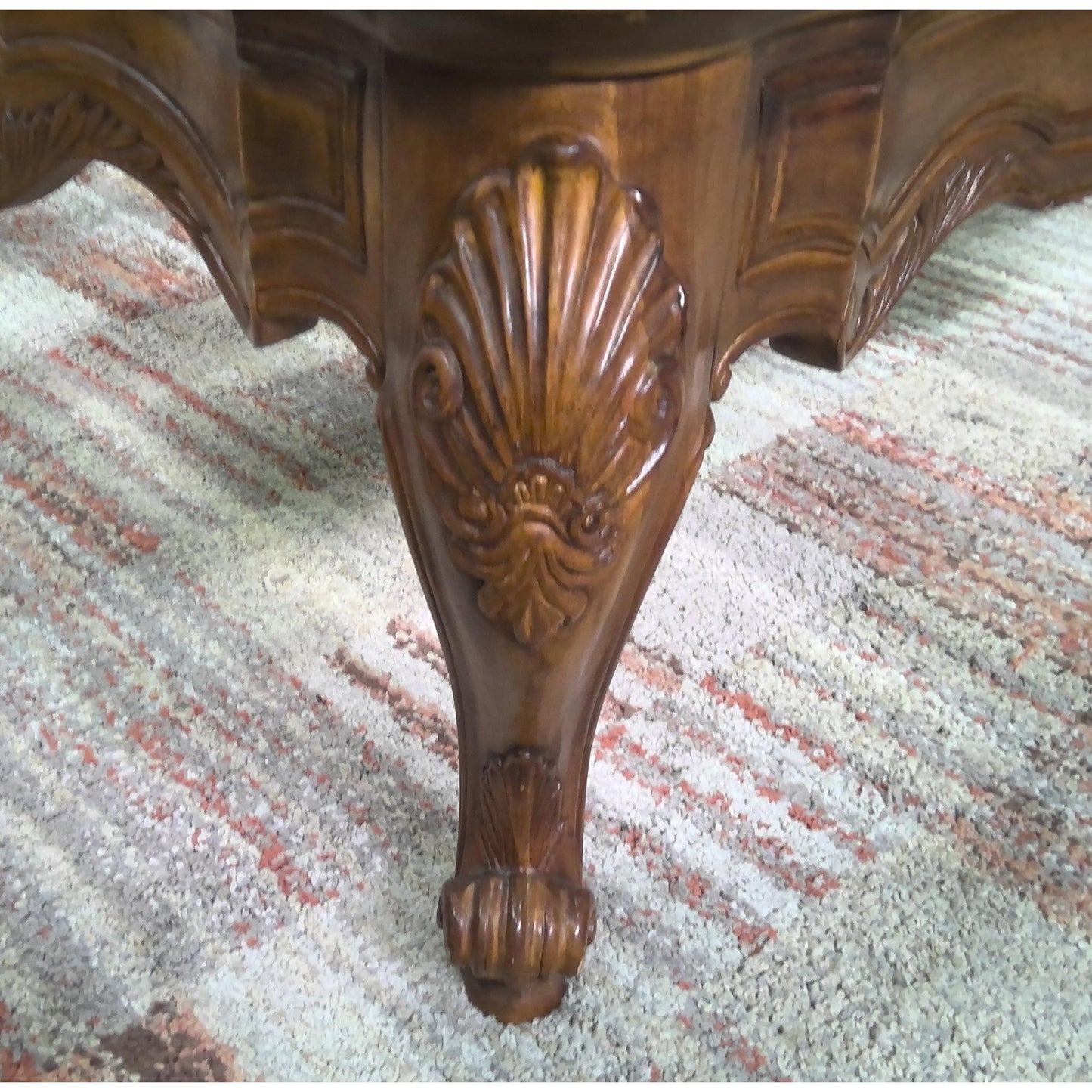 50" Ornate Glass Top Coffee Table