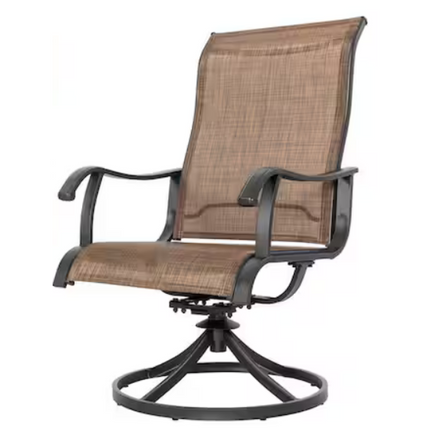 Brown Textilene and Metal Outdoor Dining Chair with Swivel Design