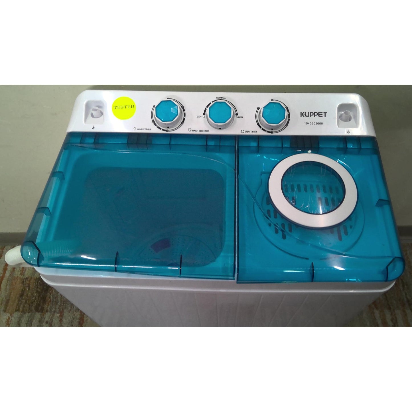 Kuppet Compact Twin Tub 26 lbs Top Load Washing Machine with Built-in Drain Pump