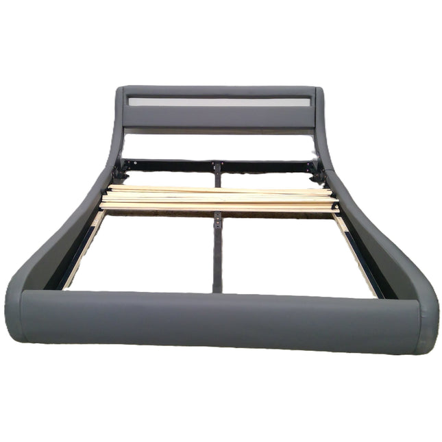 Full Gray Bed Frame with LED Lighting