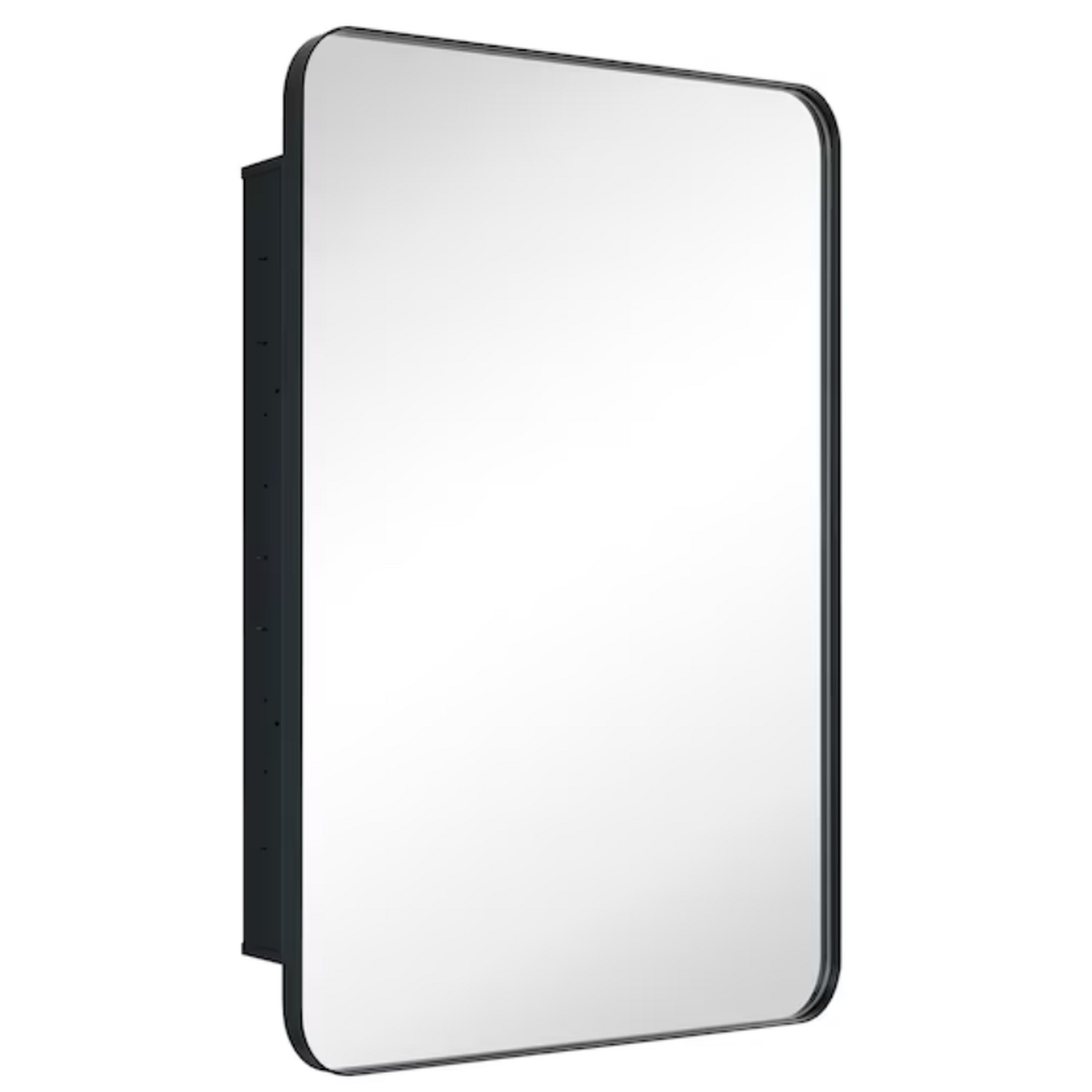 24-in x 36-in Recessed Mount Matte Black Mirrored Rectangle Medicine Cabinet
