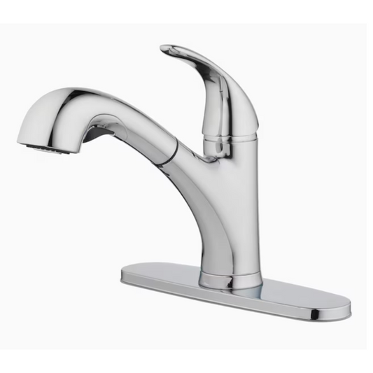 One Handle Brushed Nickel Pull-Out Kitchen Faucet