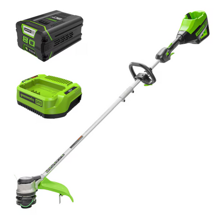 Greenworks 80V 16" Cordless Battery String Trimmer( .095 line) w/ 2.0 Ah Battery & 4.0Amp Charger