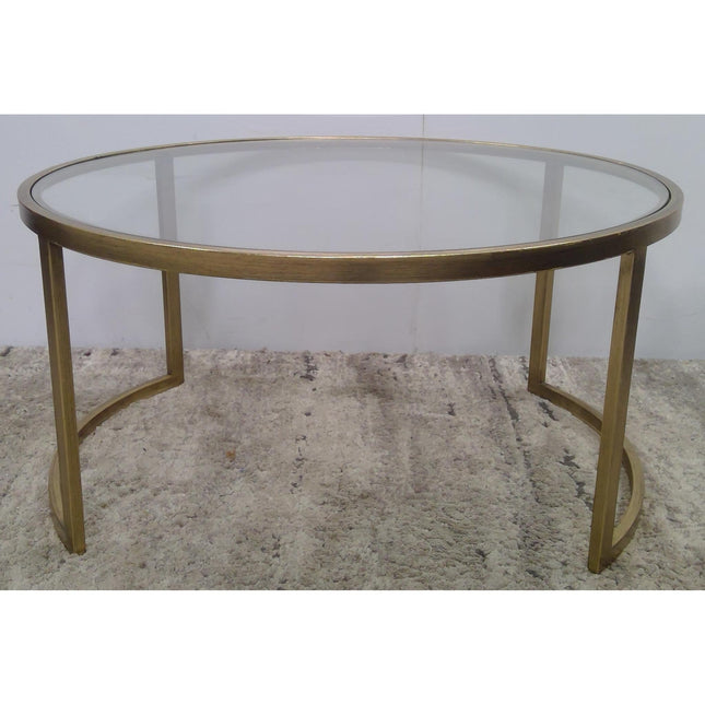 31" Round Metal Coffee Table with Glass Top (Added 07/29/2026)