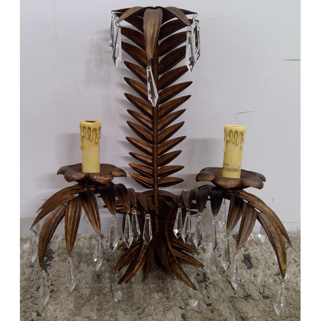 Palm Frond Sconce with Crystals