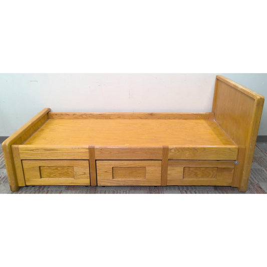 Twin Wood Bed with Drawers