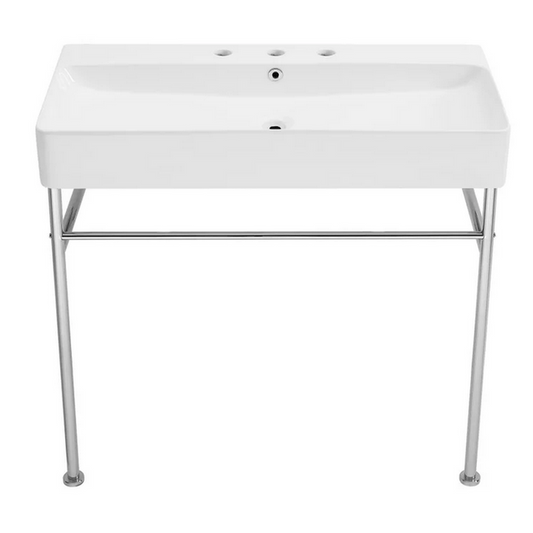 ReStore Select x Swiss Madison Carre 36" Ceramic Console Sink - White Basin, Chrome Legs - GW