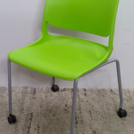 Green Rolling Armless Stackable Guest Chair