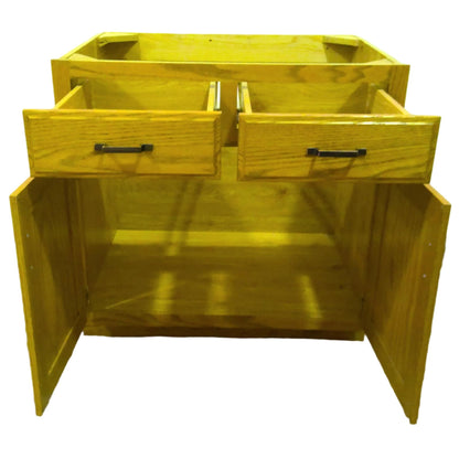 36" 2-Drawer Oak Base Cabinet