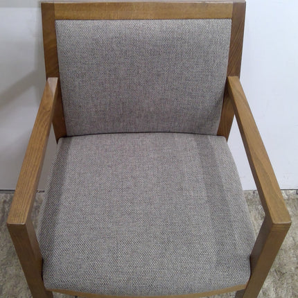 Wood Armchair with Gray Cushions