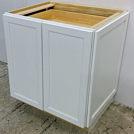 30" White 2-Drawer Plywood Base Cabinet
