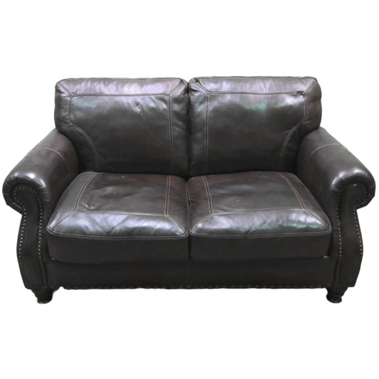 62" Slate Leather Loveseat