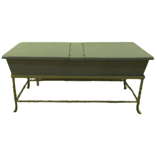 Gray Storage Table with Split-Top Lid