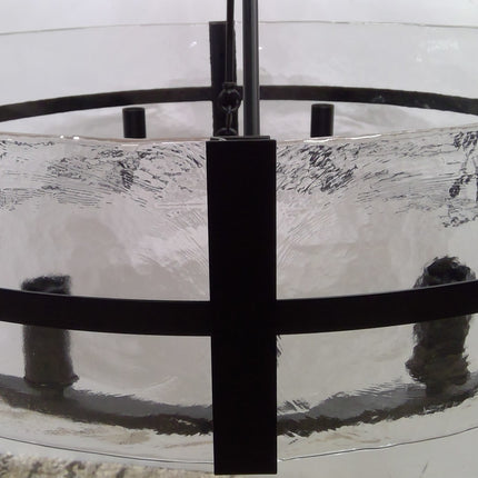 8-Light Modern Large Glass Drum Chandelier