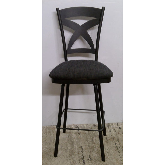 Black Metal Swivel Counter Height Chair with Upholstered Seat