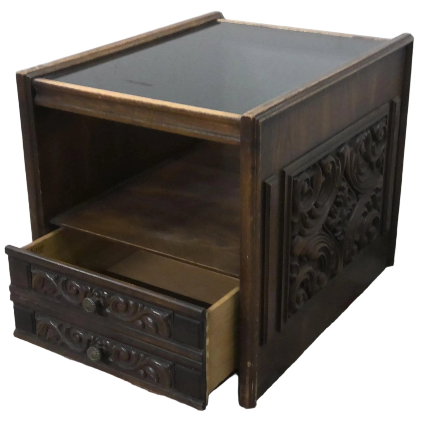 Vintage Glass-Top End Table