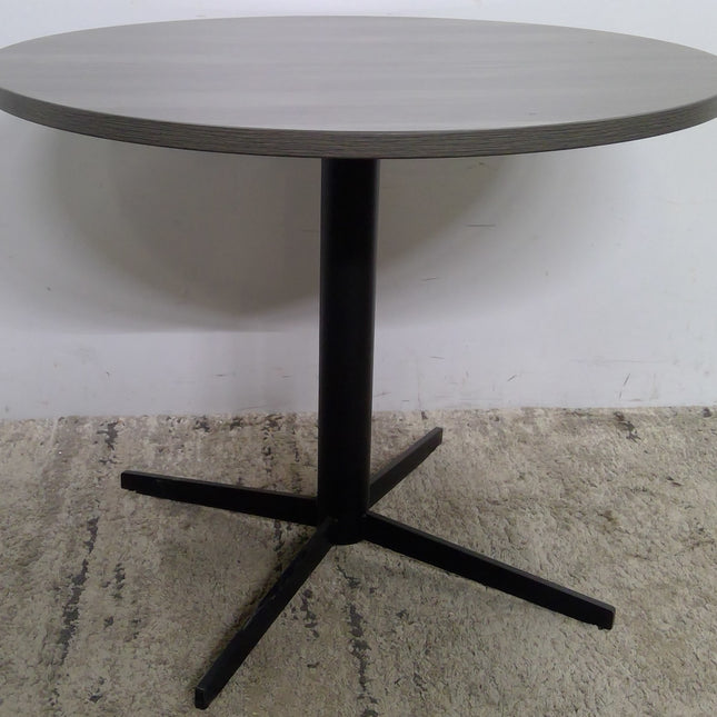 35.5" Round Table with Gray Top and Black Metal Base