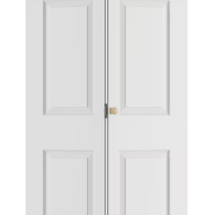 28" x 78.4" White Primed 6-Panel Molded Composite Hollow Core Closet Bifold Door with Hardware