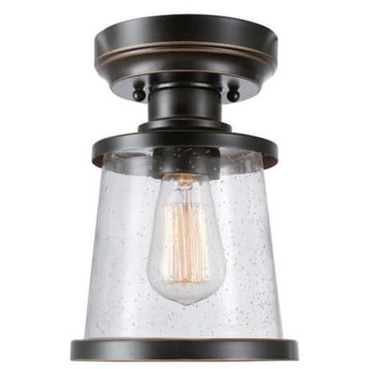 1-Light Oil Rubbed Bronze Semi-Flush Mount, front