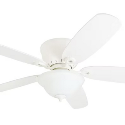 52-in Flush Mount White with White/Blonde Blades Ceiling Fan