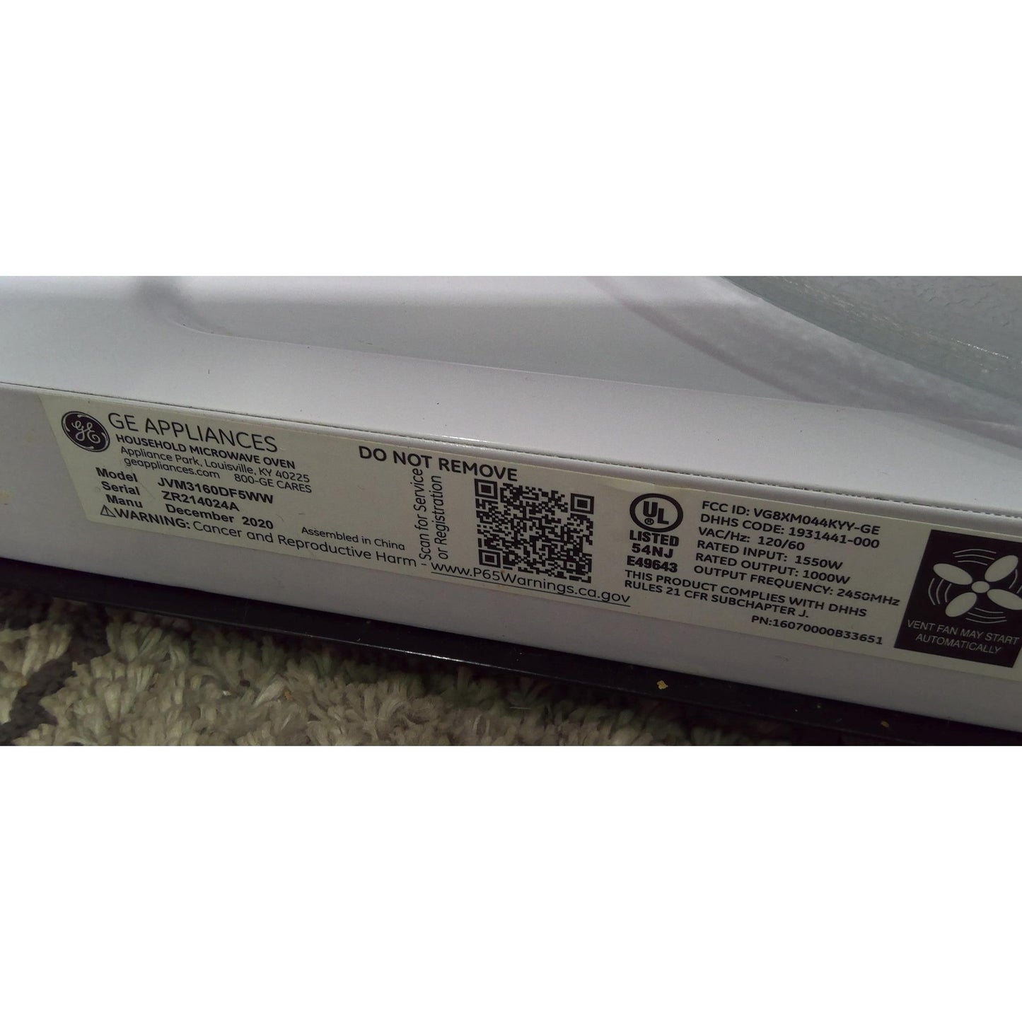 GE 1.6 cu. ft. Over-the-Range Microwave in White