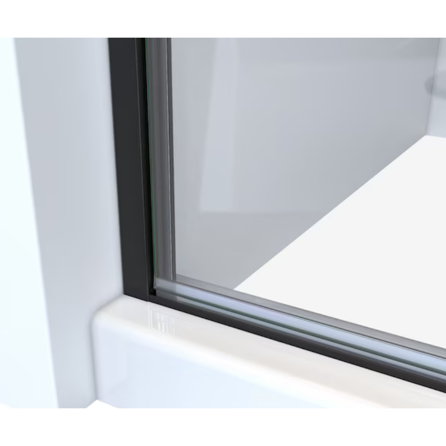 Matte Black 34-in W x 66-in H Semi-frameless Clear Glass Hinged Shower Door