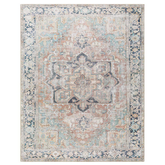 7.83 x 10 (ft) Seafoam Medallion Machine Washable Rug