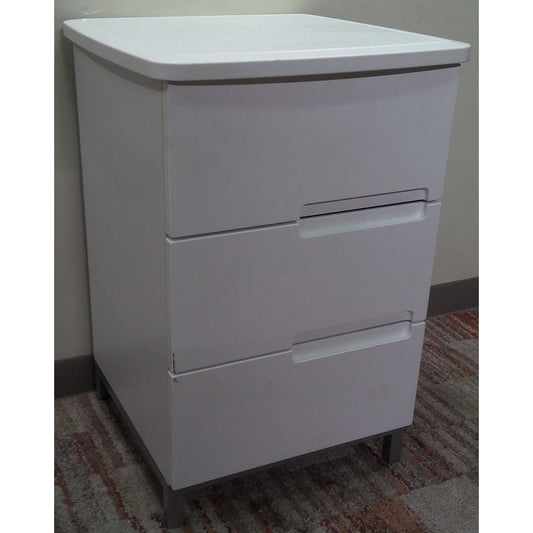 3-Drawer White Nightstand