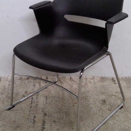 Black Guest Chair with Chrome Metal Legs