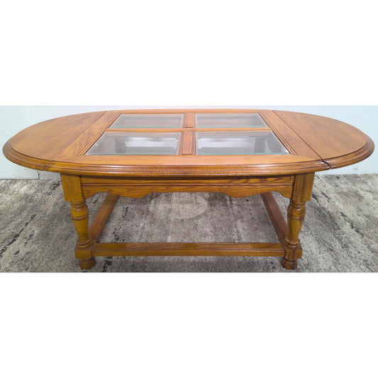 51" Glass Top Coffee Table with Fold Down Sides