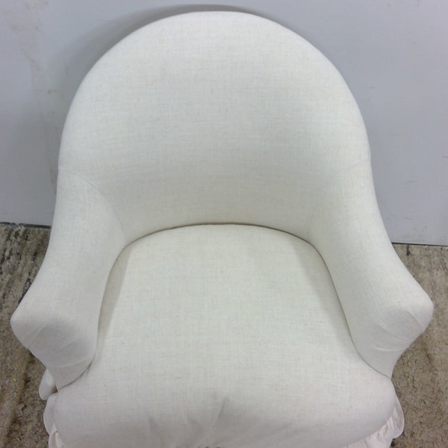 Ruffled Skirt Swivel Accent Chair in Cream