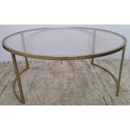 42" Round Metal Coffee Table with Glass Top (Added 07/29/2026)