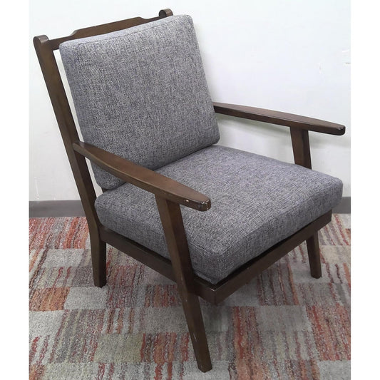 Retro Style Fabric Upholstered Wooden Accent Chair Gray and Brown