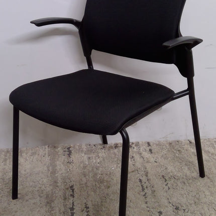 Black Guest Chair with Upholstered Seat