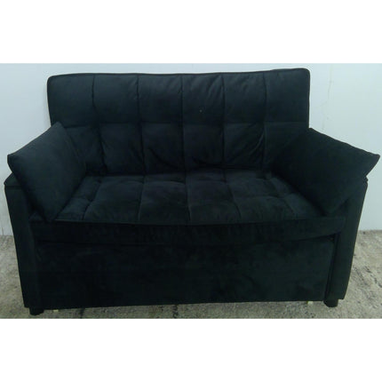 3-in-1 Black Convertible Loveseat Chaise Full Bed