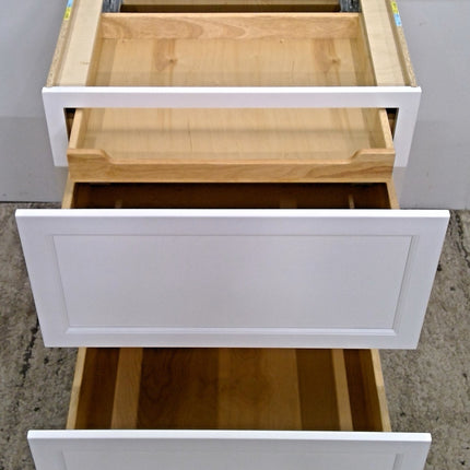 30" White 3-Drawer Base Cabinet