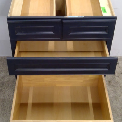 30" Blue 4-Drawer Plywood Base Cabinet (Missing Drawer Front)
