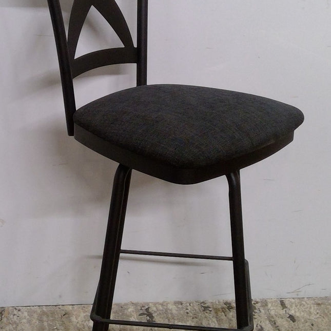 Black Metal Swivel Counter Height Chair with Upholstered Seat